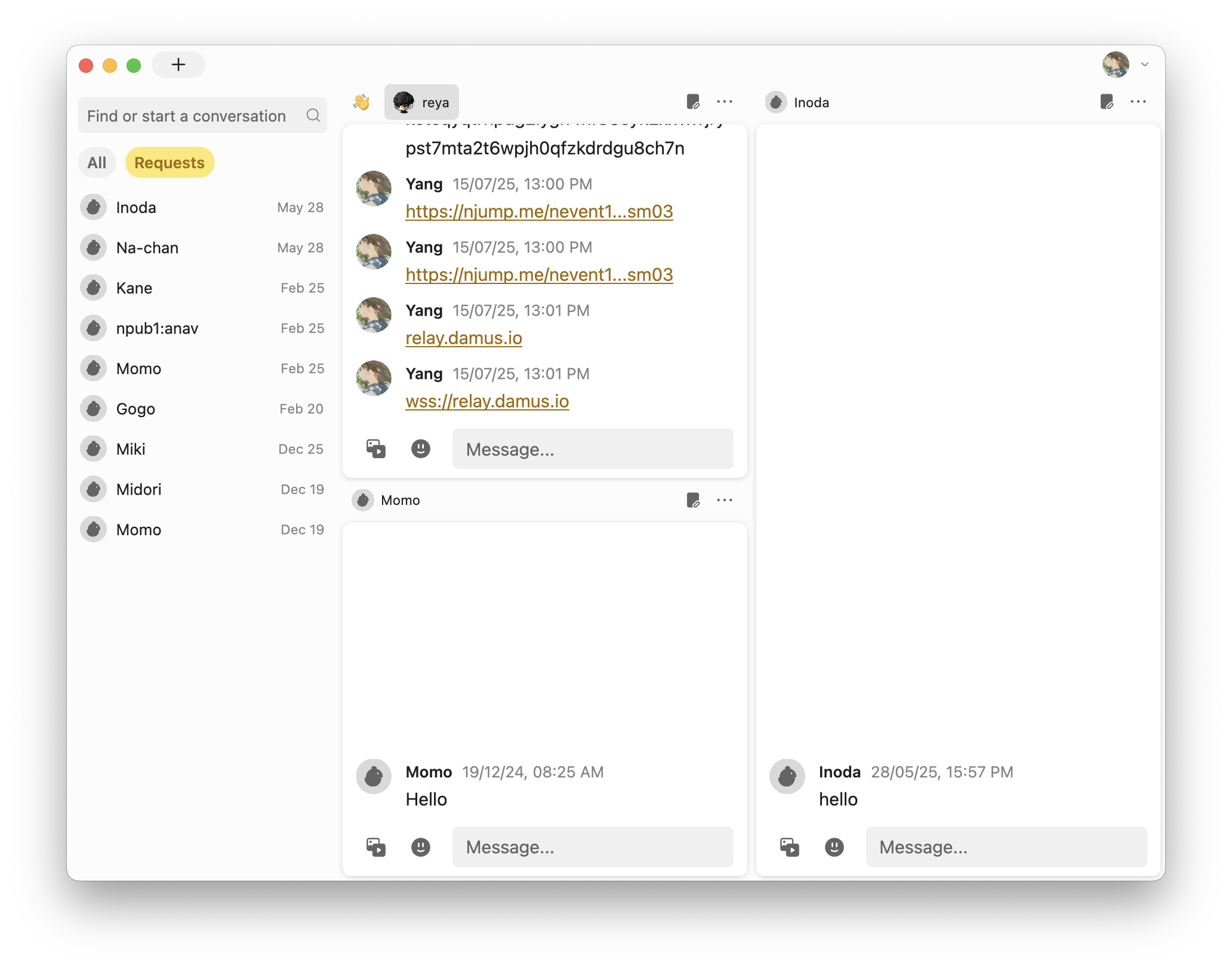 Coop light theme with conversation list